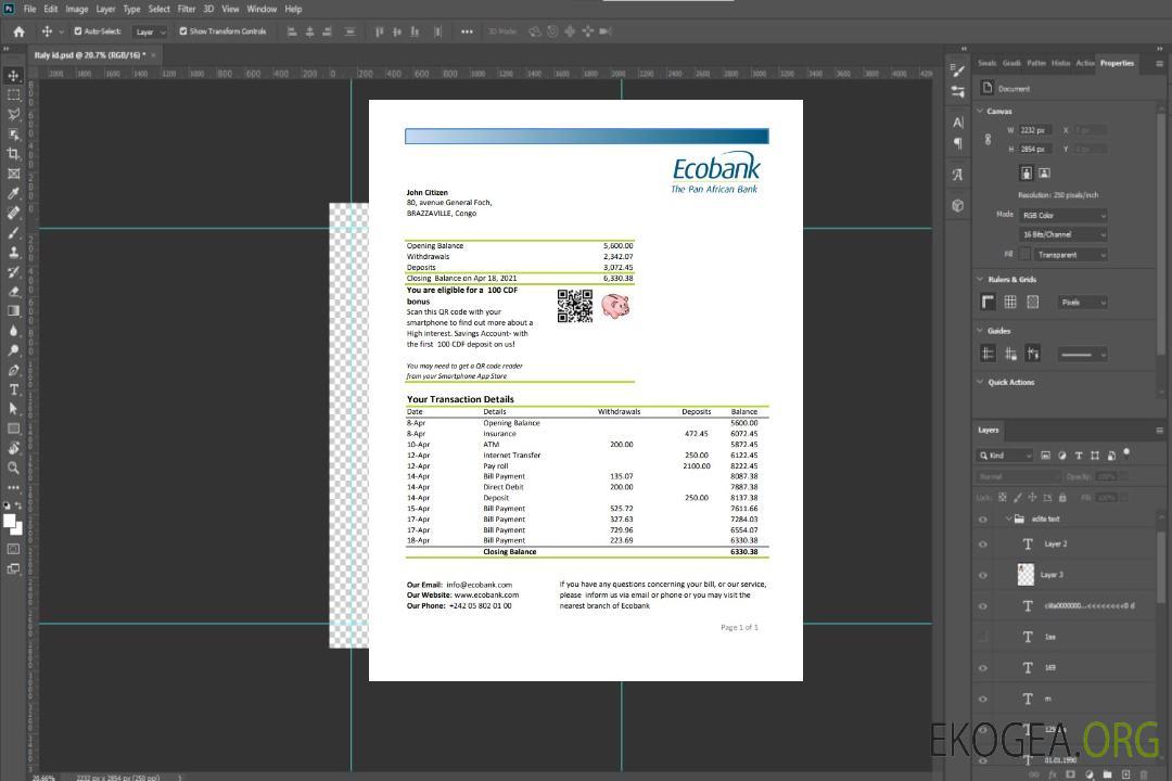 Congo Ecobank excel pdf template